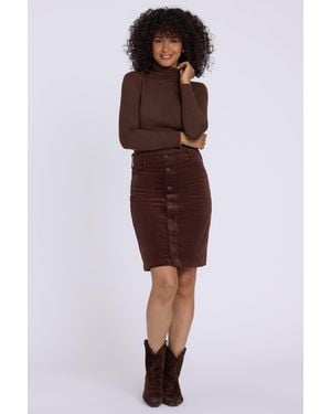 NYDJ Button Front Skirt In Chocolate Fondant - Purple