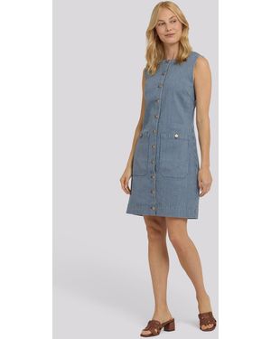 NYDJ Sleeveless Utility Dress In Malaga Stripe - Blue