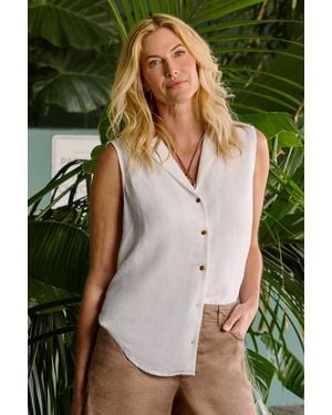 NYDJ Gabrielle Sleeveless Blouse In Optic White - Green
