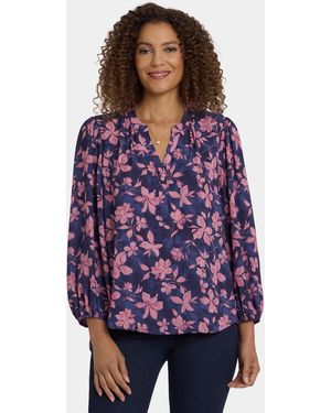 NYDJ Puff Sleeved Popover Top In Felicita - Yellow