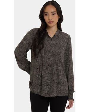 NYDJ Pleated Peasant Blouse In Meadowlark - Multicolor