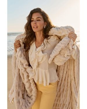 NYDJ Ruffle Blouse In Ivory - Brown