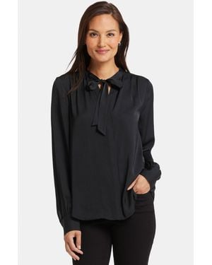 NYDJ Tie-neck Blouse In Black - Purple