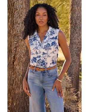 NYDJ Gabrielle Sleeveless Blouse In Le Parc De Treville - Blue