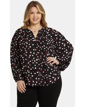 NYDJ Puff Sleeve Popover Top - Red