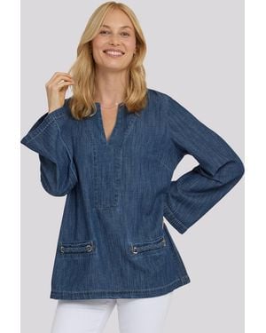 NYDJ Tunic Top In Medium Indigo - Blue
