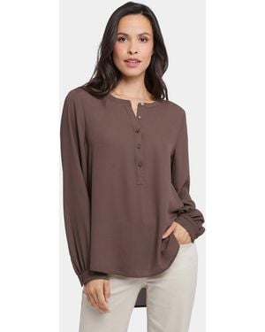NYDJ Simone Blouse In Coffee Bean - Red