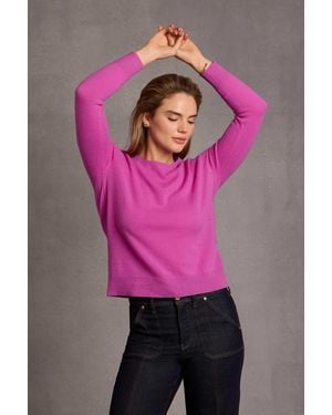 NYDJ Cashmere Essential Crewneck Sweater In Dewberry - Pink