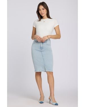 NYDJ High Rise Skirt In Azure Stripe - Blue