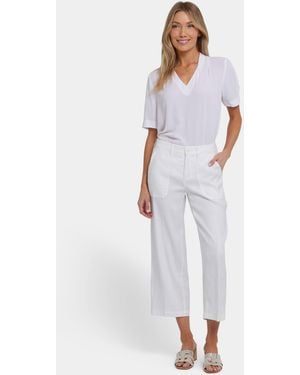 NYDJ Wide Leg Cargo Capri Pants In White