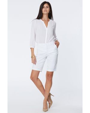 NYDJ Bermuda 11 Inch Twill Shorts In Optic White - Pink
