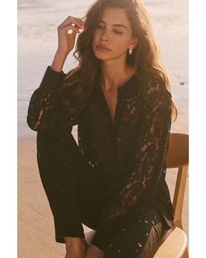 NYDJ Eliza Lace Blouse In Black - Green