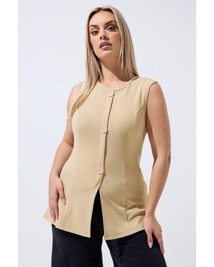 Yours Seam Detail Waistcoat - Natural