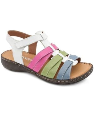 Pavers Premium Leather Adjustable Fasten Sandals - Pink
