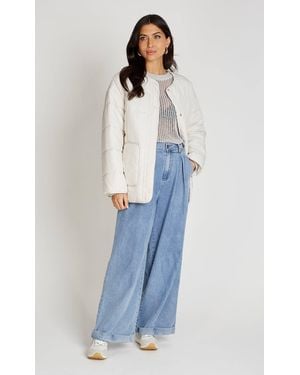 Little Mistress Ecru Quilted Jacket - Blue