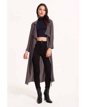 Liquorish Waterfall Duster Coat - Grey