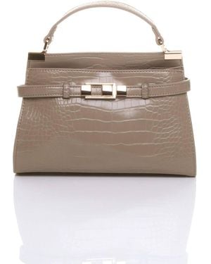 AJVANI Satchel Top Handle Mini Tote Grab Bag - Grey