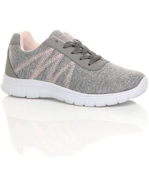 AJVANI Low Heel Lace Up Memory Foam Trainers - Grey