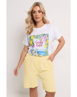 Yours Cool Cotton Shorts - Yellow
