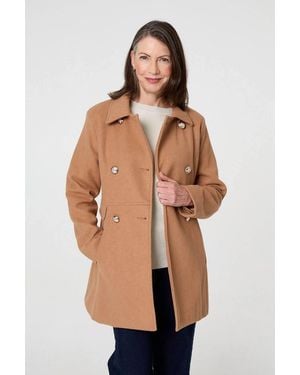 Izabel London Button Detail Double Breasted Jacket - Natural