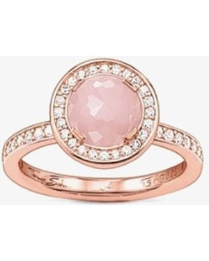 Thomas Sabo Rose Plated Cubic Zirconia Quartz Round Cluster Ring Tr1971-417-9 56 (O 1/2) - Pink