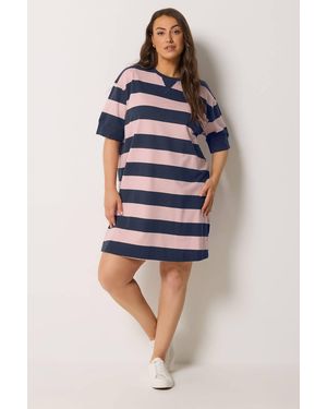 Yours Stripe T-Shirt Dress - Blue