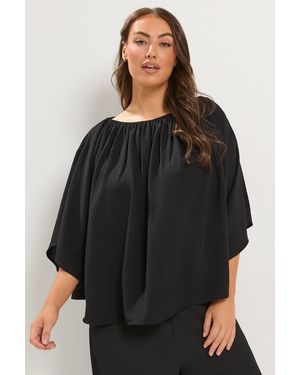 Yours Bardot Cape Top - Black