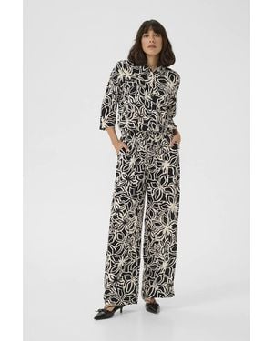 Kaffe Kasanne Plain Weave Printed Jumpsuit - White