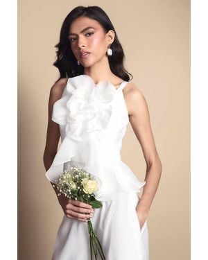 Coast 3D Flower Organza Wedding Top - Natural