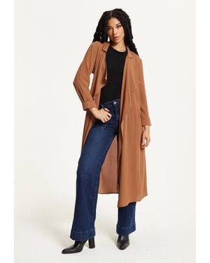 Liquorish Waterfall Duster Coat - Blue