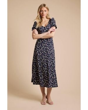 Dorothy Perkins Ditsy Short Sleeve Jersey Midi Dress - Blue