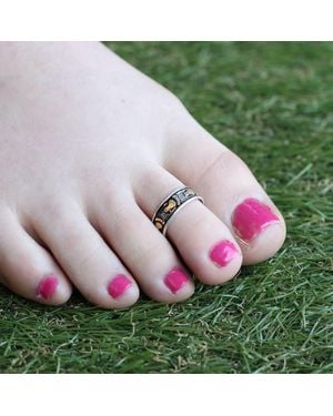 The Colourful Aura Footsteps Bohemian Midi Beach Stacking Band Toe Ring - Green