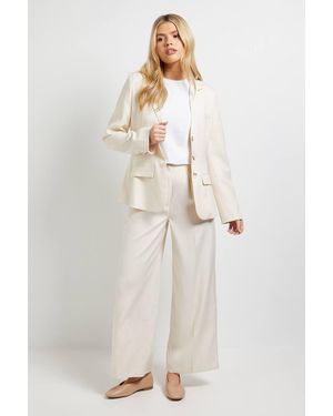 Dorothy Perkins Wide Leg Full Length Pinstripe Trouser - Natural