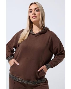 Yours Leopard Hoodie - Brown