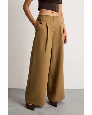 Warehouse The Premium Wide Leg Tailored Trousers - Natural