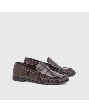 Dorothy Perkins Faith: Hopey Faux Cracked Leather Ruched Front Loafers - Grey