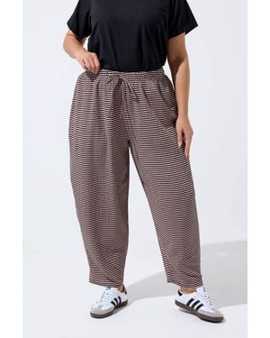 Yours Gingham Crinkle Wide Leg Trousers - Pink