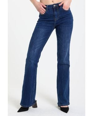 Liquorish Classic Bootcut Stretch Denim Jeans - Blue