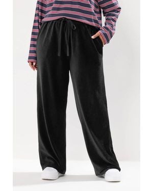 Yours Cord Drawstring Wide Leg Trousers - Black
