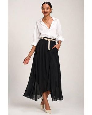 Jolie Moi Asymmetric Frill Chiffon Maxi Skirt - White