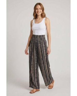 Izabel London Abstract Wide High Waist Trousers - Blue
