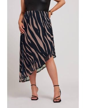 Yours Asymmetric Mesh Skirt - Black