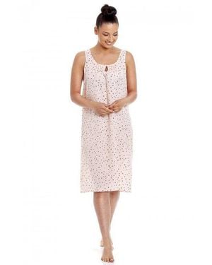 CAMILLE Lightweight Pastel Knee Length Chiffon Chemise - Pink