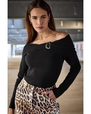 Star by Julien MacDonald Bardot Buckle Detail Jumper - Black