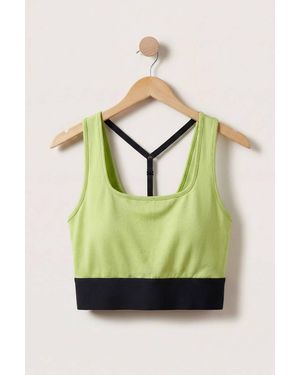 Enorsia Y Back Body Fitted Cropped Vest - Green