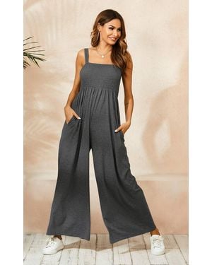 FS Collection Strappy Bardot Loungewear Jumpsuit - Black