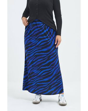 Yours Zebra Print Maxi Skirt - Blue