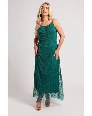 Yours Floral Hand Embellished Maxi Dress - Green