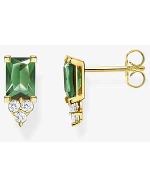 Thomas Sabo Ladies-Plated Stone Set Stud Earrings H2173-971-6 - Green