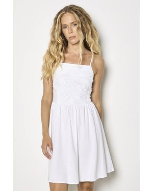 Apricot Eyelash Embroidered Cami Mini Dress - White